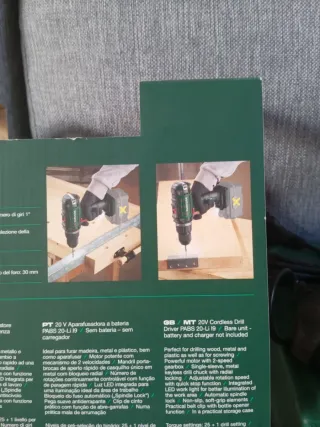 Taladro y atornillador Parkside 20 Voltios kit