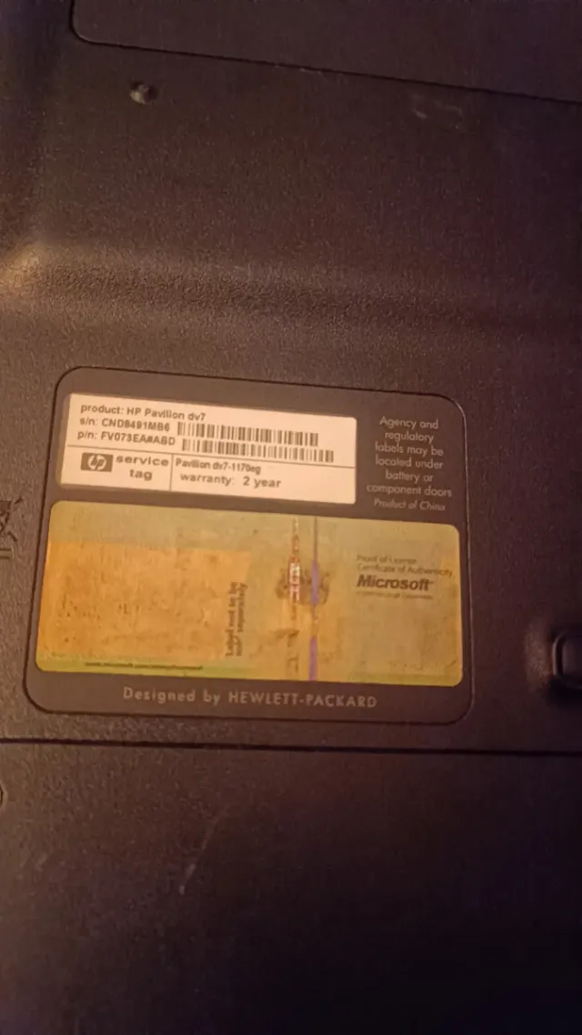 HP Pavilion dv7 Portátil Plata y Negro