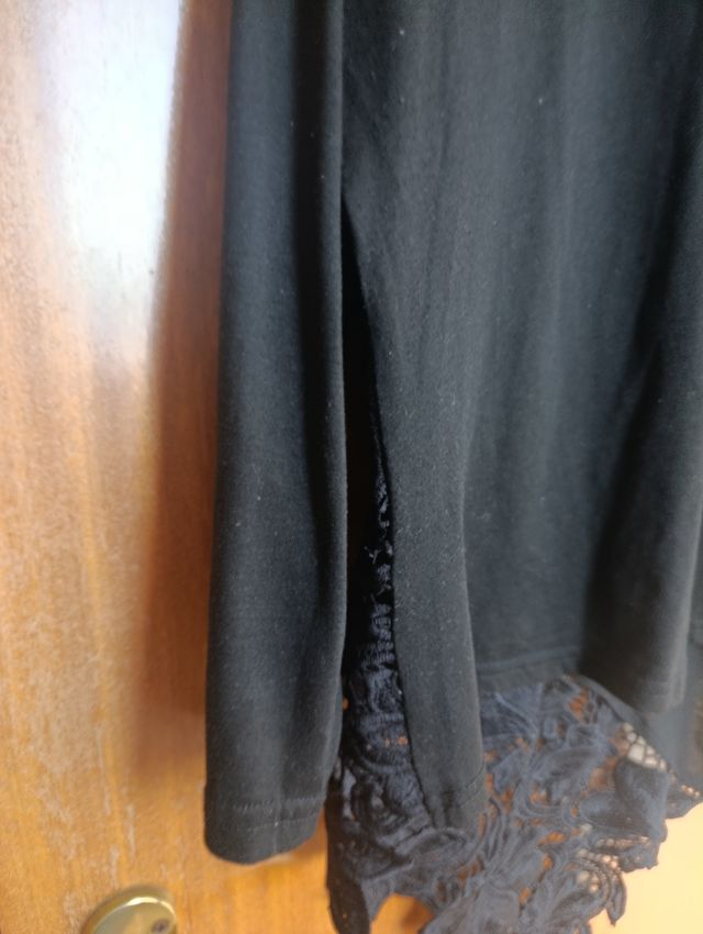 Camiseta negra Shein Curve con puntilla Talla XL