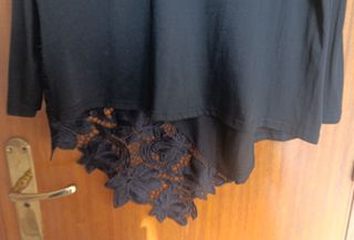 Camiseta negra Shein Curve con puntilla Talla XL