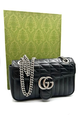 Bolso Gucci Marmont Negro Piel Cadena Plata