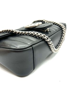 Bolso Gucci Marmont Negro Piel Cadena Plata