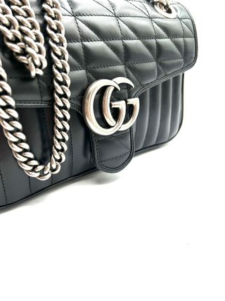 Bolso Gucci Marmont Negro Piel Cadena Plata