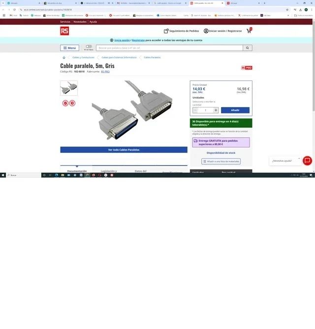 6 Cables Paralelo DB25 Macho-Hembra