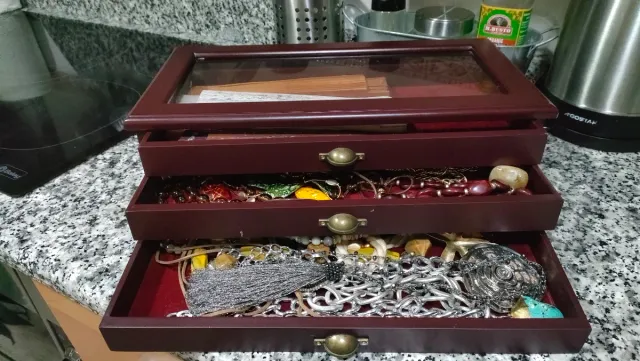 Caja expositor madera 3 cajones 38x19x11cm