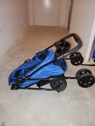 Carrito Paseo Perros Pequeños Azul/Negro