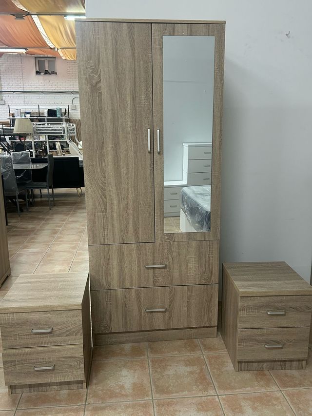 Armario ropero 2 puertas + 2 mesitas noche NUEVO