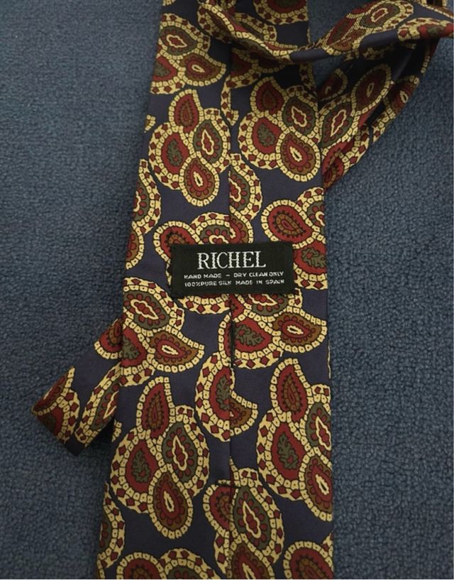 Corbata Richel Paisley Negra Multicolor