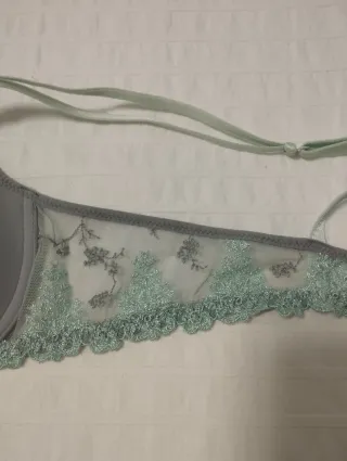 Sujetador Passionata gris y verde con encaje.