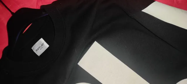 Felpa Replay Nera con Logo Bianco Taglia L