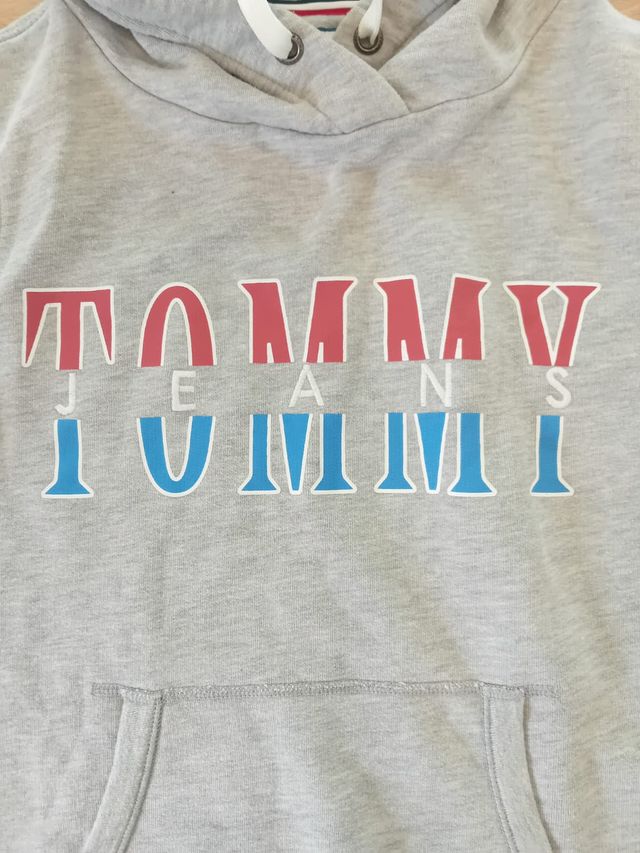 Sudadera Tommy Jeans Gris Logo Multicolor