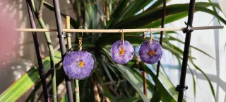 Pendientes y colgante flor natural campanilla