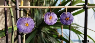 Pendientes y colgante flor natural campanilla