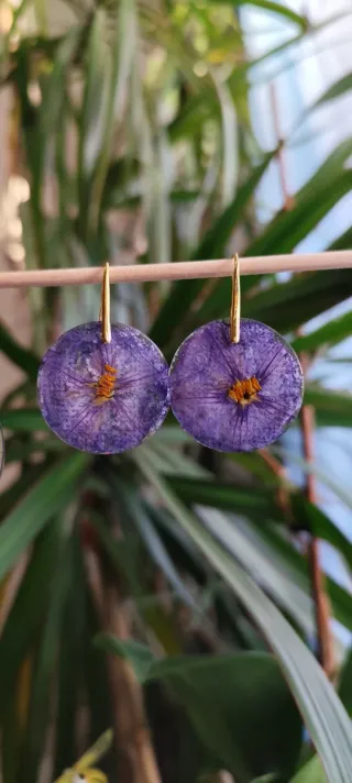 Pendientes y colgante flor natural campanilla