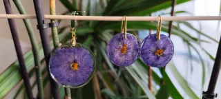 Pendientes y colgante flor natural campanilla