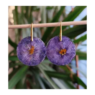 Pendientes y colgante flor natural campanilla