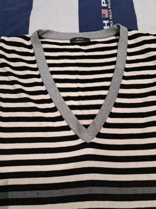 Jersey Mango Rayas Blanco y Negro talla XL de seda