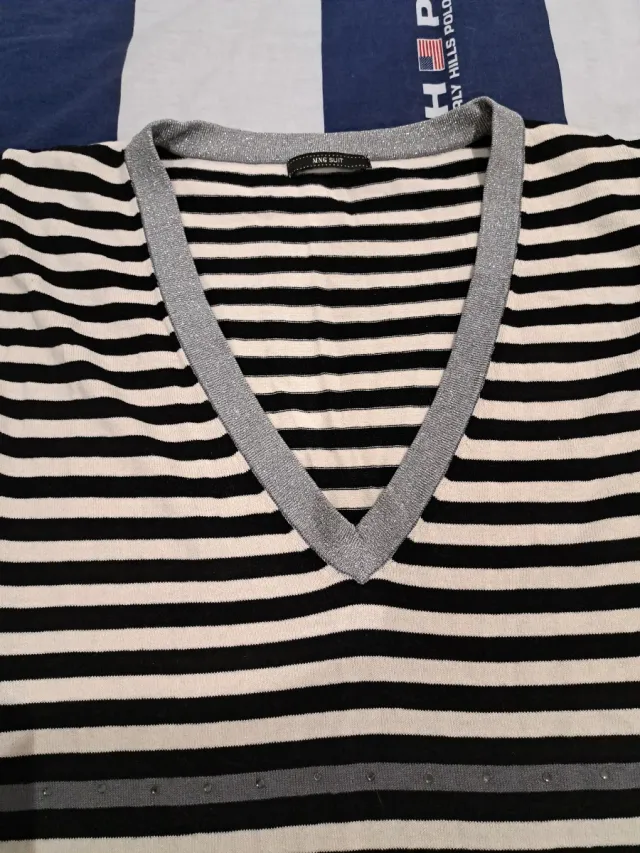 Jersey Mango Rayas Blanco y Negro talla XL de seda