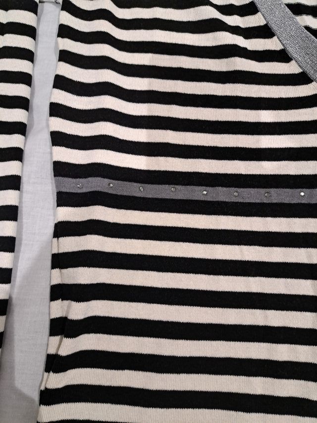 Jersey Mango Rayas Blanco y Negro talla XL de seda