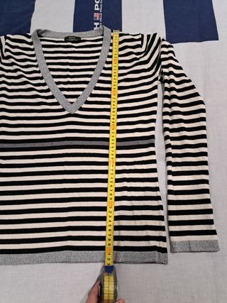 Jersey Mango Rayas Blanco y Negro talla XL de seda
