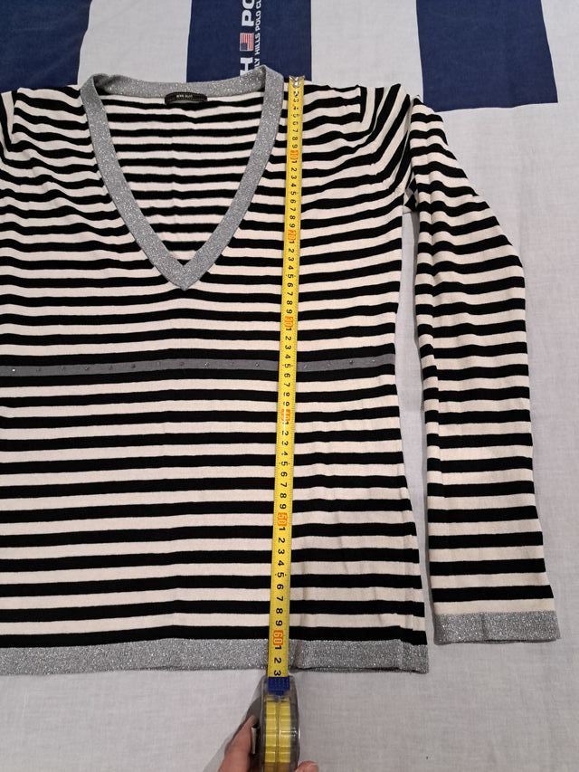 Jersey Mango Rayas Blanco y Negro talla XL de seda