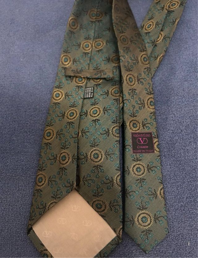 Corbata Valentino Verde y Dorada