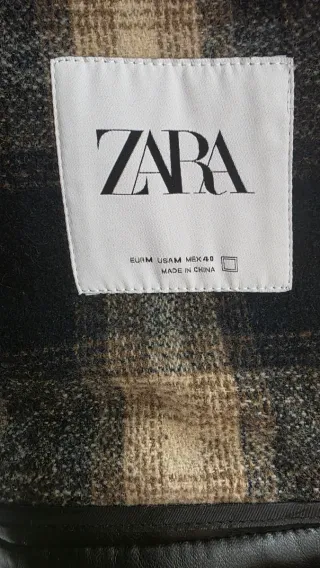 Chaqueta de hombre Zara Cuero Sintético Negra.T.M