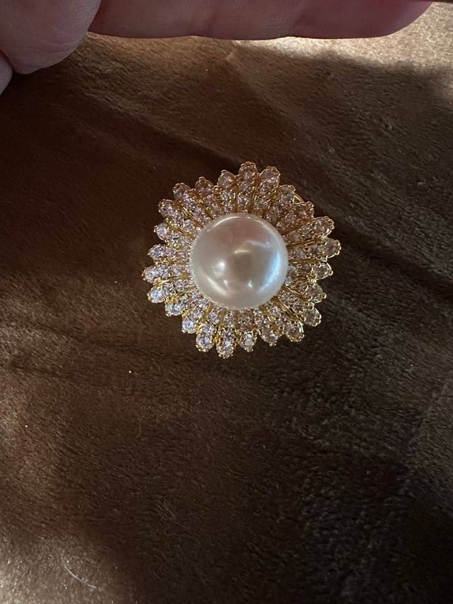 Pendientes perla y circonitas oro