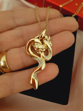 Collar Dije Serpiente Chapado Oro 40+5cm