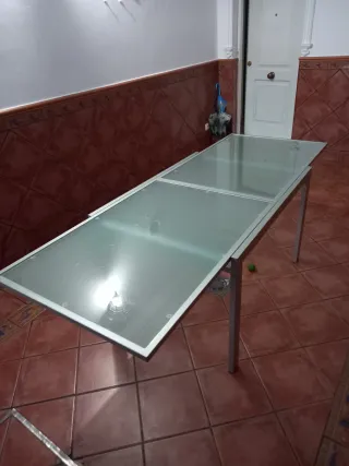 Mesa de centro cristal y metal