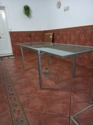 Mesa de centro cristal y metal