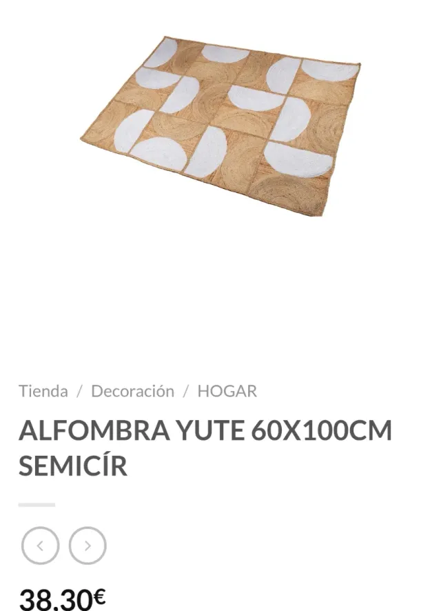 Alfombra Yute/Ratán 100x60 cm Beige/Blanco
