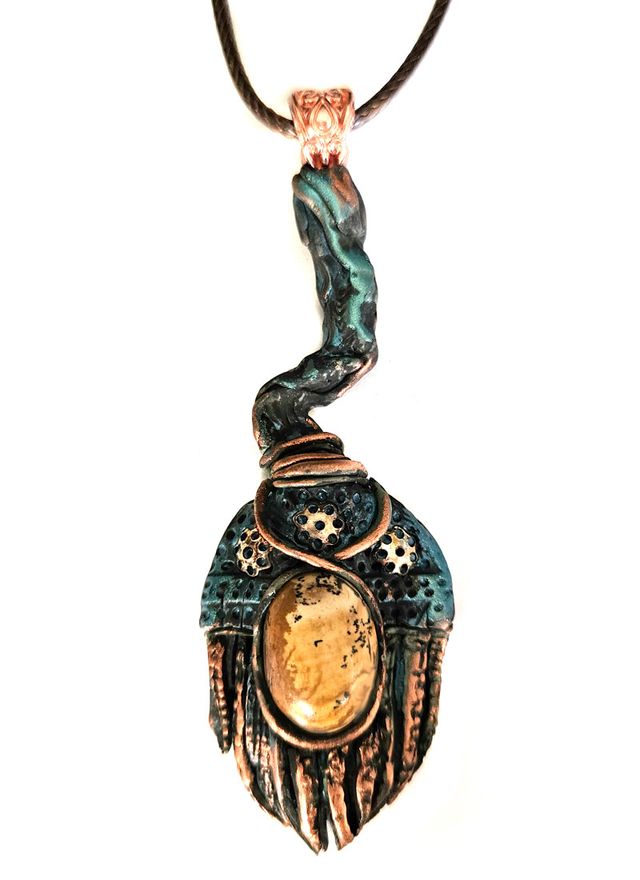 Colgante escoba bruja con piedra energética