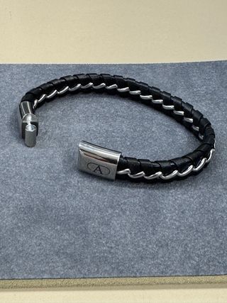 Pulsera de cuero trenzado y plata