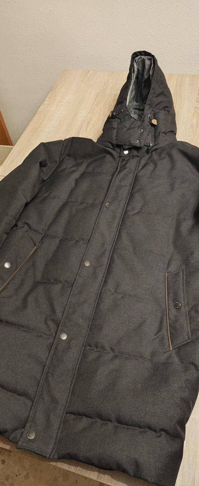 Alvaro Moreno Chaquetón Largo Negro/Gris