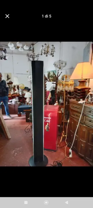 Piantana vintage in metallo e vetro