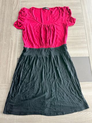 Vestido bicolor negro y granate