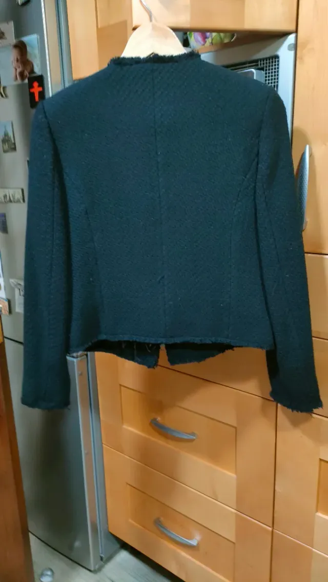 Chaqueta Tweed Chanel Mango Negra Mujer