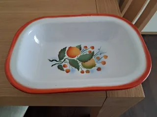 Ensaladera vintage con diseño de frutas  (porcelan