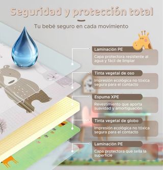 Alfombra de juego para bebé reversible 200x180cm