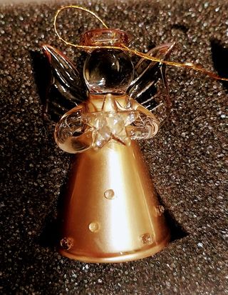 Set 8 Angioletti Vetro Oro Decorazioni Natale