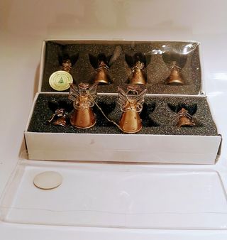 Set 8 Angioletti Vetro Oro Decorazioni Natale