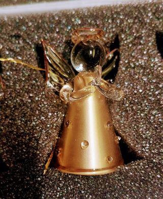 Set 8 Angioletti Vetro Oro Decorazioni Natale