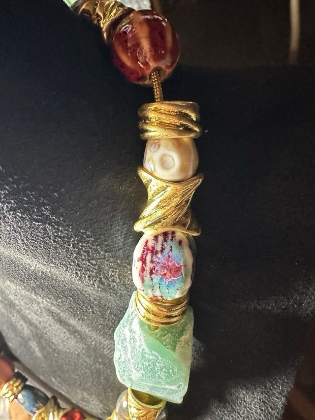 Collar Vintage Cerámica y Piedras Naturales