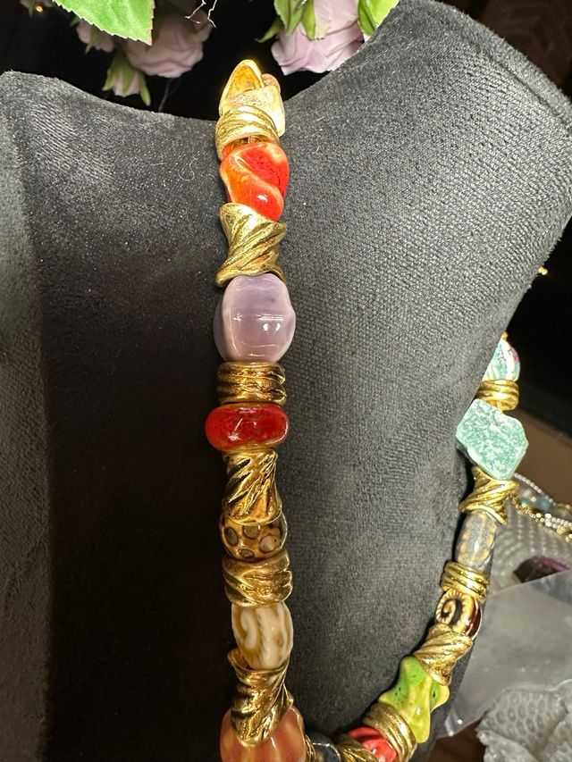 Collar Vintage Cerámica y Piedras Naturales