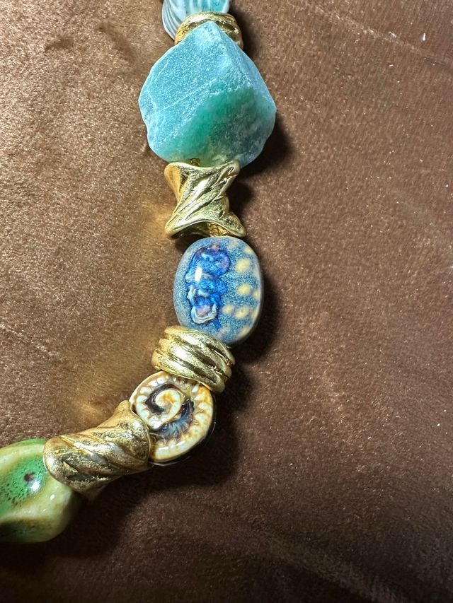 Collar Vintage Cerámica y Piedras Naturales