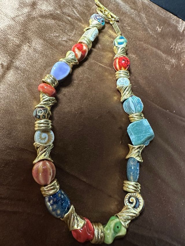 Collar Vintage Cerámica y Piedras Naturales