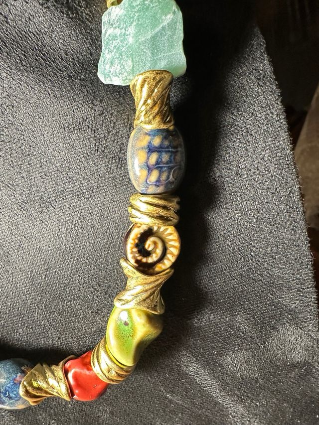 Collar Vintage Cerámica y Piedras Naturales