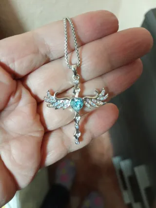 Cadena Acero y Plata con Colgante Cruz