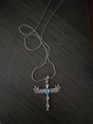 Cadena Acero y Plata con Colgante Cruz